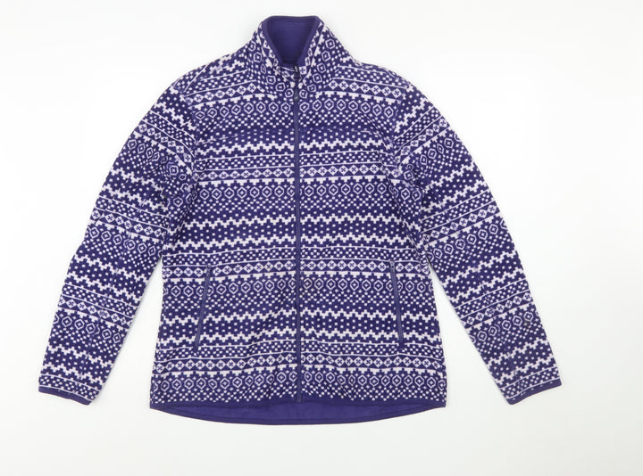 Joe Fresh Womens Purple Fair Isle Fleece Full Zip Jacket Size L