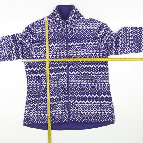 Joe Fresh Womens Purple Fair Isle Fleece Full Zip Jacket Size L