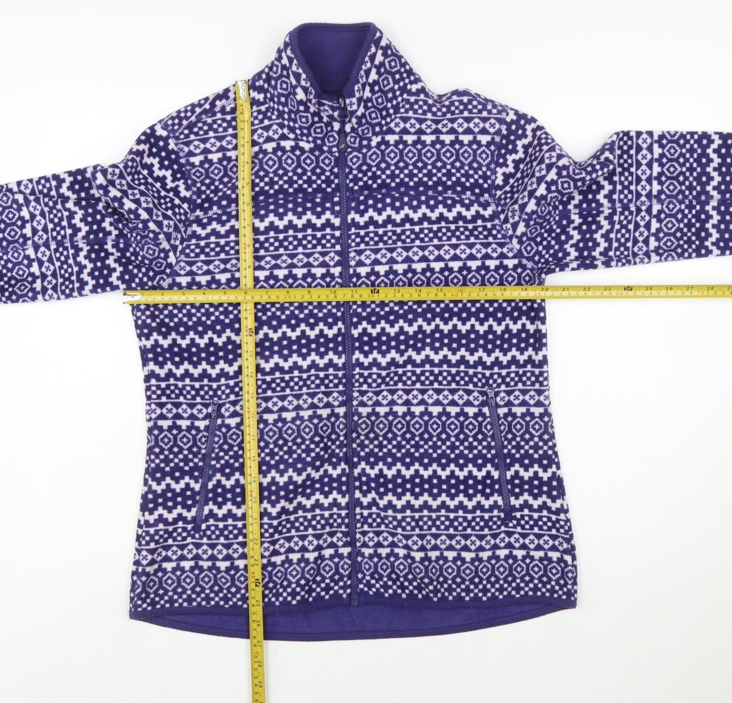 Joe Fresh Womens Purple Fair Isle Fleece Full Zip Jacket Size L