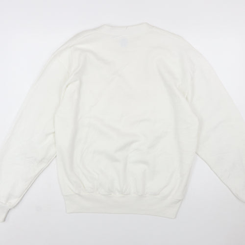 Jerzees Women White Gold Graphic Pullover Sweatshirt Size M