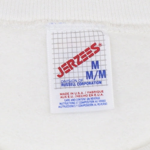 Jerzees Women White Gold Graphic Pullover Sweatshirt Size M