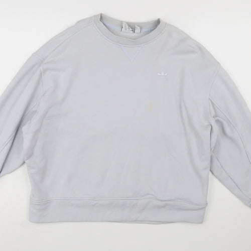 Adidas Women Grey Cotton Crew Neck Sweatshirt Size 12