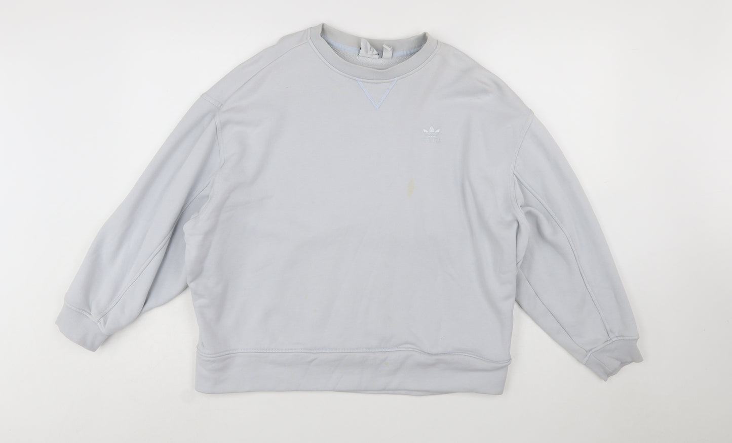 Adidas Women Grey Cotton Crew Neck Sweatshirt Size 12