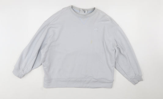 Adidas Women Grey Cotton Crew Neck Sweatshirt Size 12