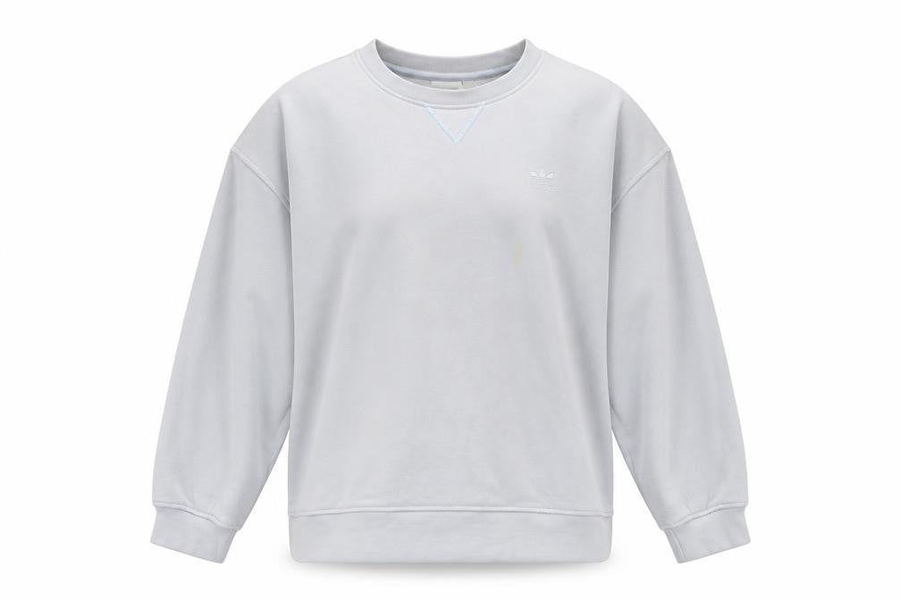 Front view of Adidas Women Grey Cotton Crew Neck Sweatshirt, size 12