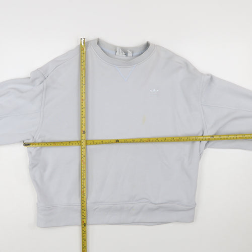 Adidas Women Grey Cotton Crew Neck Sweatshirt Size 12