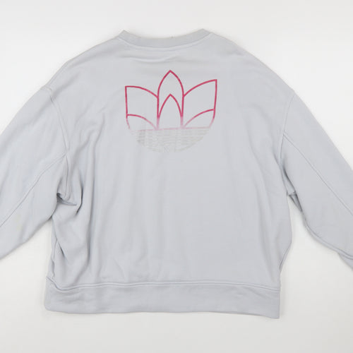 Adidas Women Grey Cotton Crew Neck Sweatshirt Size 12