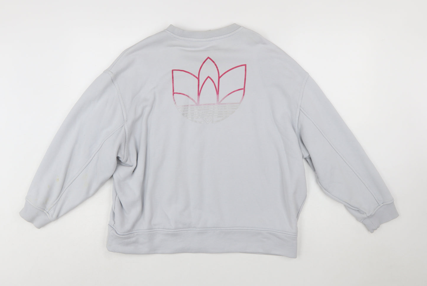 Adidas Women Grey Cotton Crew Neck Sweatshirt Size 12