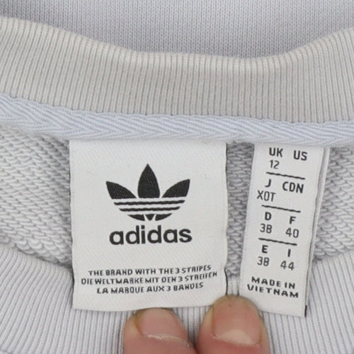 Adidas Women Grey Cotton Crew Neck Sweatshirt Size 12