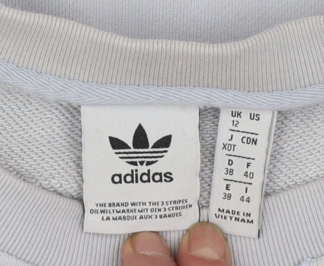 Adidas Women Grey Cotton Crew Neck Sweatshirt Size 12