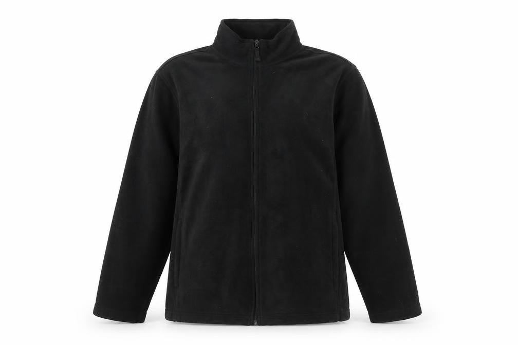 Front view of Starter women’s black fleece full zip jacket, size L