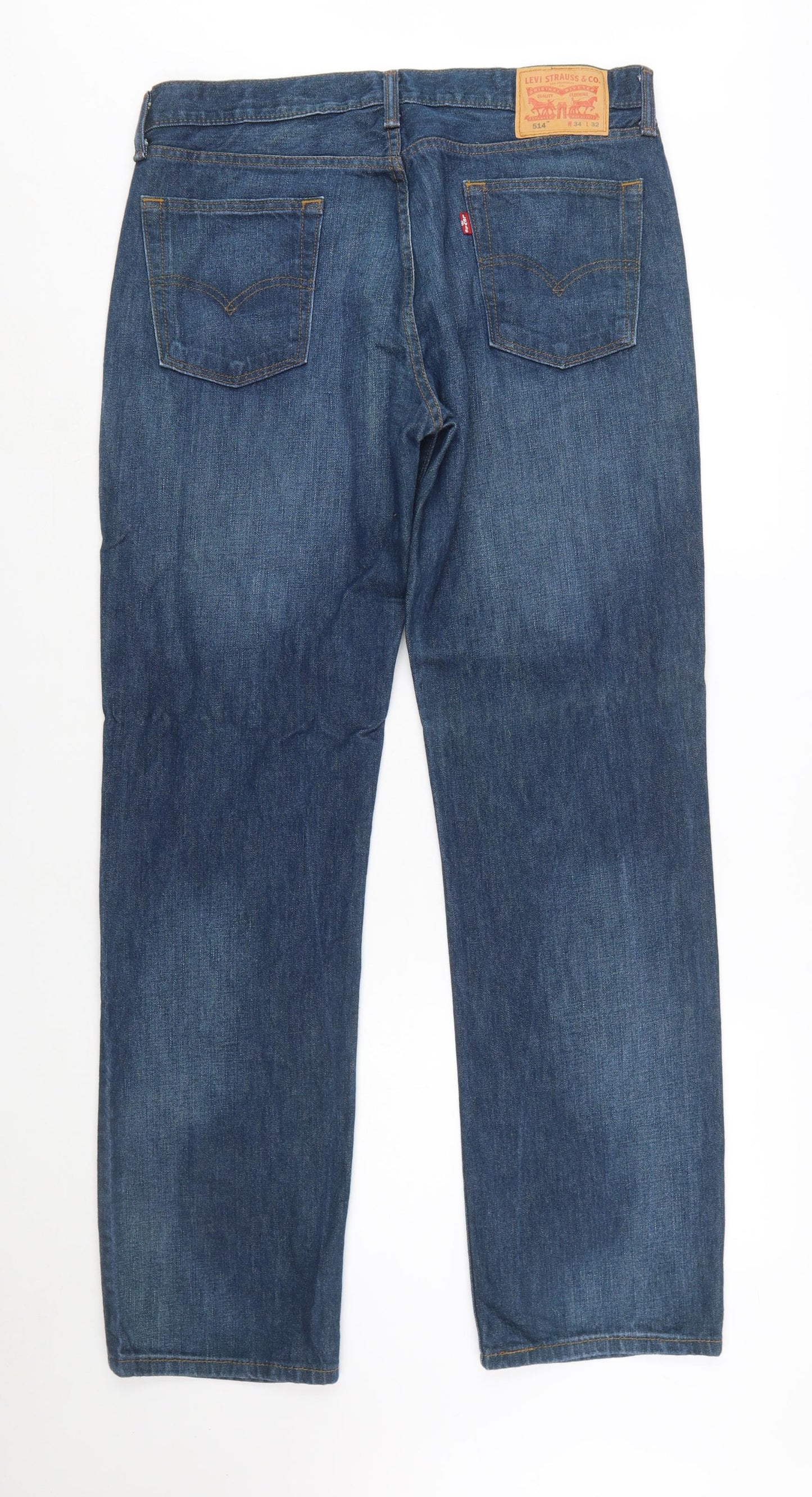 Levi's 514 Men's Blue Denim Straight Jeans 34W 32L Classic Fit