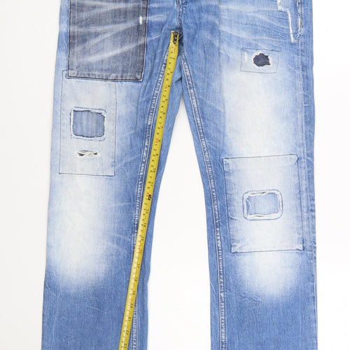 Jack & Jones Men’s Blue Distressed Straight Denim Jeans Size 33/34