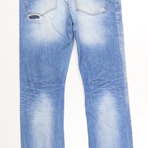 Jack & Jones Men’s Blue Distressed Straight Denim Jeans Size 33/34