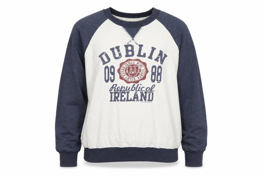 Front view of Irish Connexxion Women's Blue & White Dublin Pullover Sweatshirt M