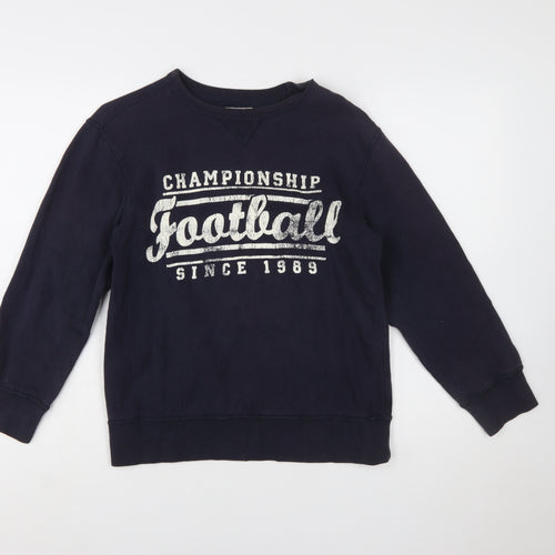 The Children's Place Boys Navy Football Sweatshirt L 10-12 Crew Neck Pullover