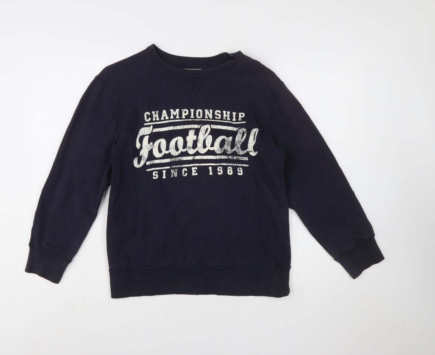 The Children's Place Boys Navy Football Sweatshirt L 10-12 Crew Neck Pullover