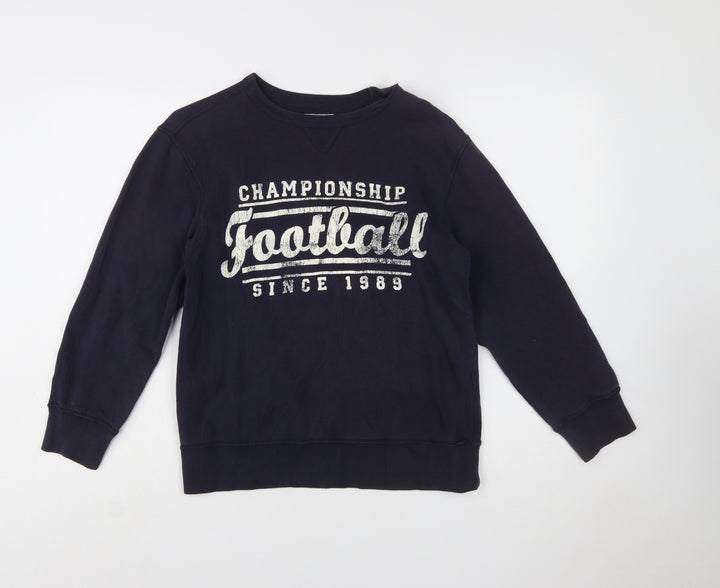 The Children's Place Boys Navy Football Sweatshirt L 10-12 Crew Neck Pullover