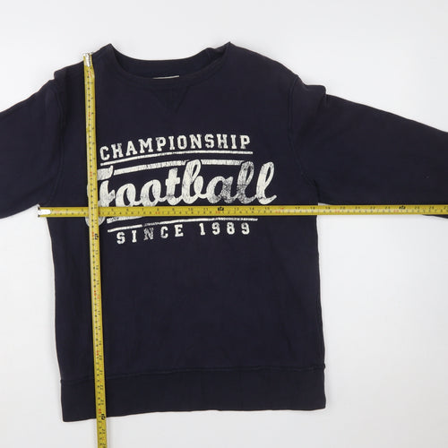 The Children's Place Boys Navy Football Sweatshirt L 10-12 Crew Neck Pullover