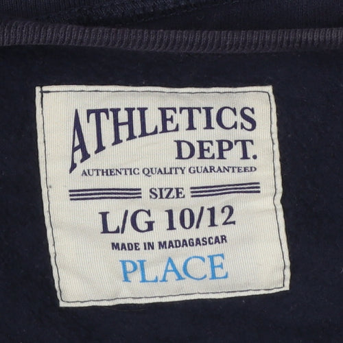 The Children's Place Boys Navy Football Sweatshirt L 10-12 Crew Neck Pullover