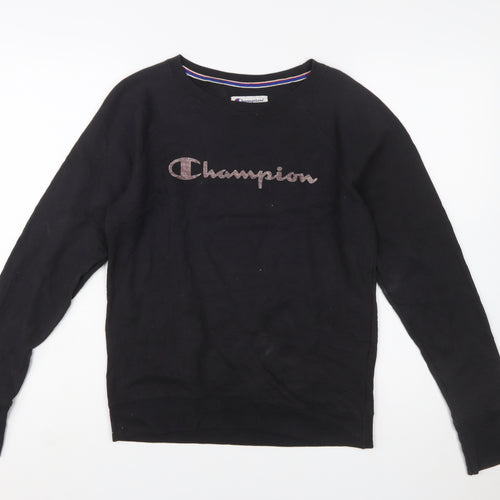 Champion Women's Black Small Pullover Sweatshirt with Logo Detail