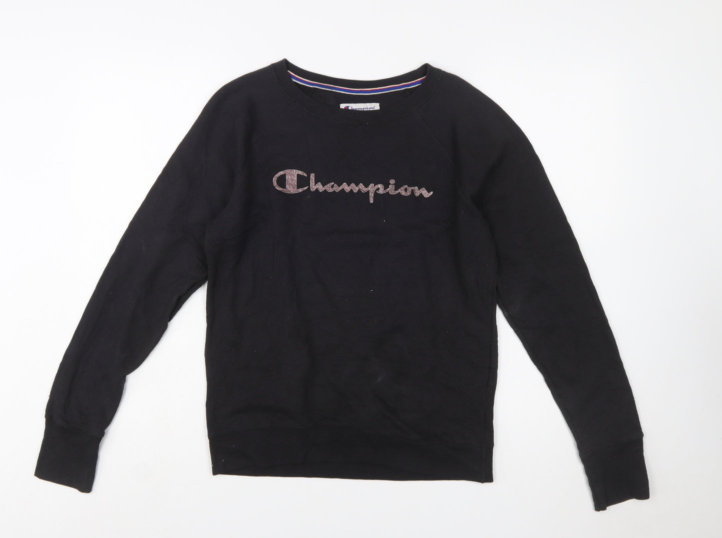Champion Women's Black Small Pullover Sweatshirt with Logo Detail