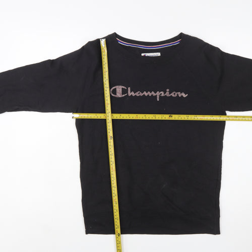 Champion Women's Black Small Pullover Sweatshirt with Logo Detail