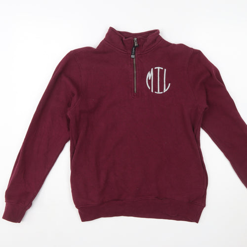 Charles River Womens Burgundy 1/4 Zip Pullover Sweatshirt XXS Cotton Blend