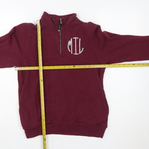 Charles River Womens Burgundy 1/4 Zip Pullover Sweatshirt XXS Cotton Blend