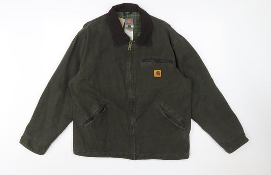 Carhartt Men's Green Cotton Bomber Jacket M Workwear Style