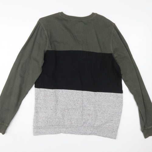 C&A DWD Teens Green Black Grey Urban Graphic Pullover Sweatshirt L