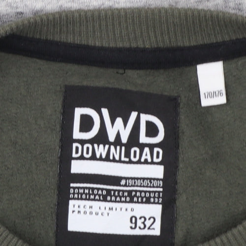 C&A DWD Teens Green Black Grey Urban Graphic Pullover Sweatshirt L