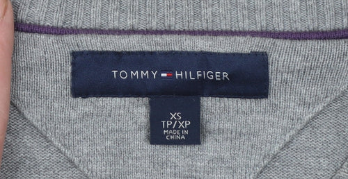Tommy Hilfiger Men's Grey Argyle Cotton Crew Neck Jumper XS