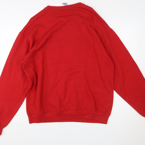 Jerzees Women Red Baseball Graphic Pullover Sweatshirt Size L
