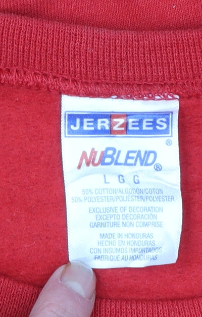 Jerzees Women Red Baseball Graphic Pullover Sweatshirt Size L