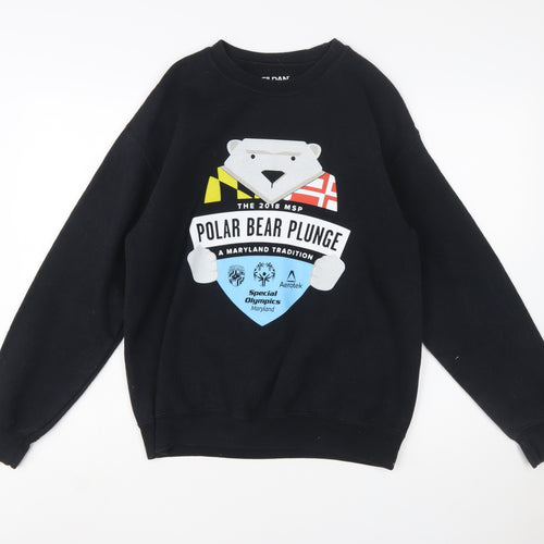 Gildan Men's Black Polar Bear Plunge Graphic Pullover Sweatshirt M