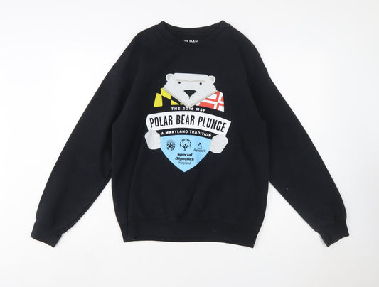 Gildan Men's Black Polar Bear Plunge Graphic Pullover Sweatshirt M