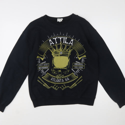 Gildan Women's Black Graphic Pullover Sweatshirt S Skull Print