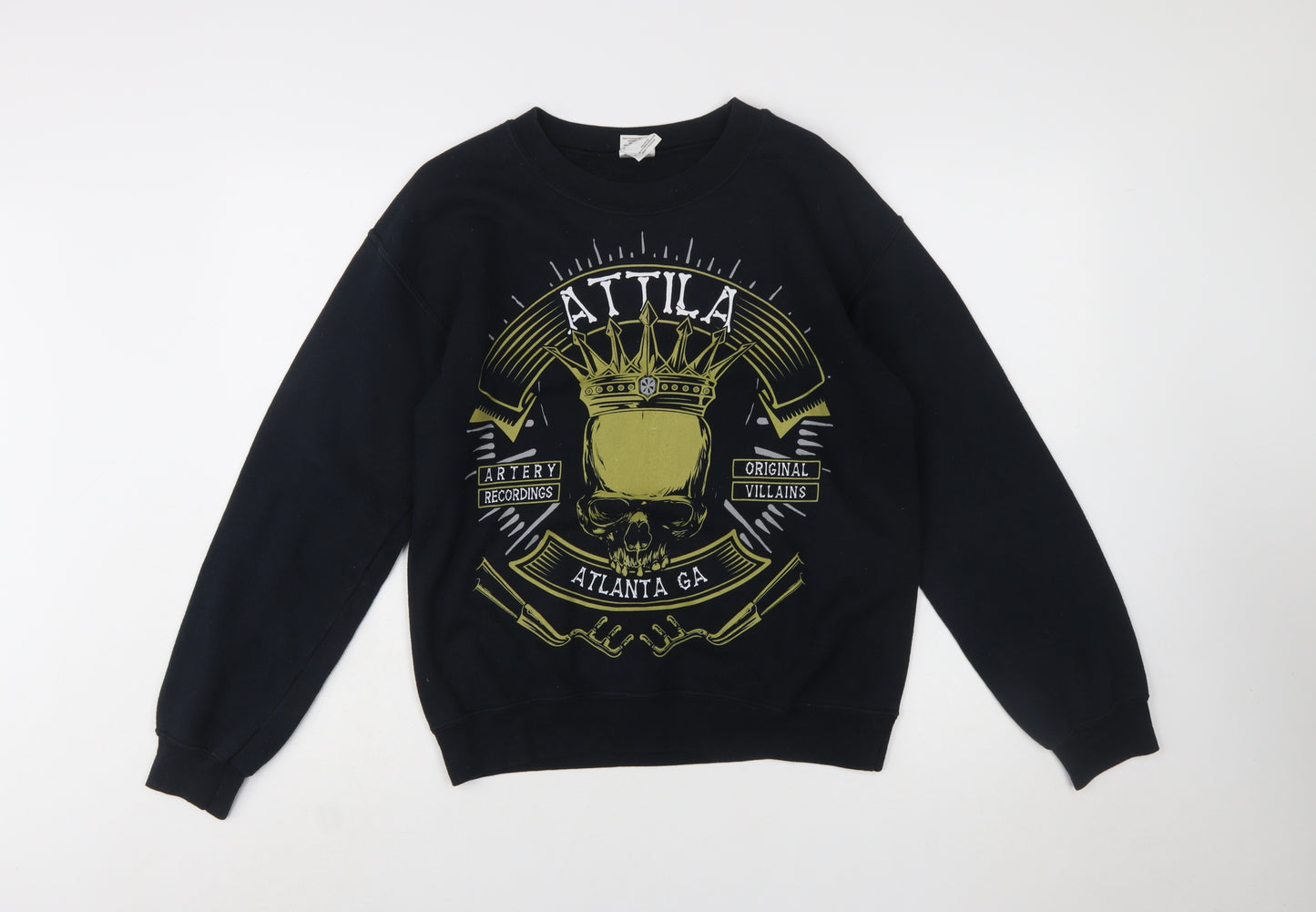 Gildan Women's Black Graphic Pullover Sweatshirt S Skull Print