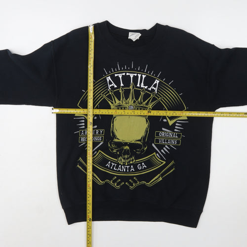 Gildan Women's Black Graphic Pullover Sweatshirt S Skull Print