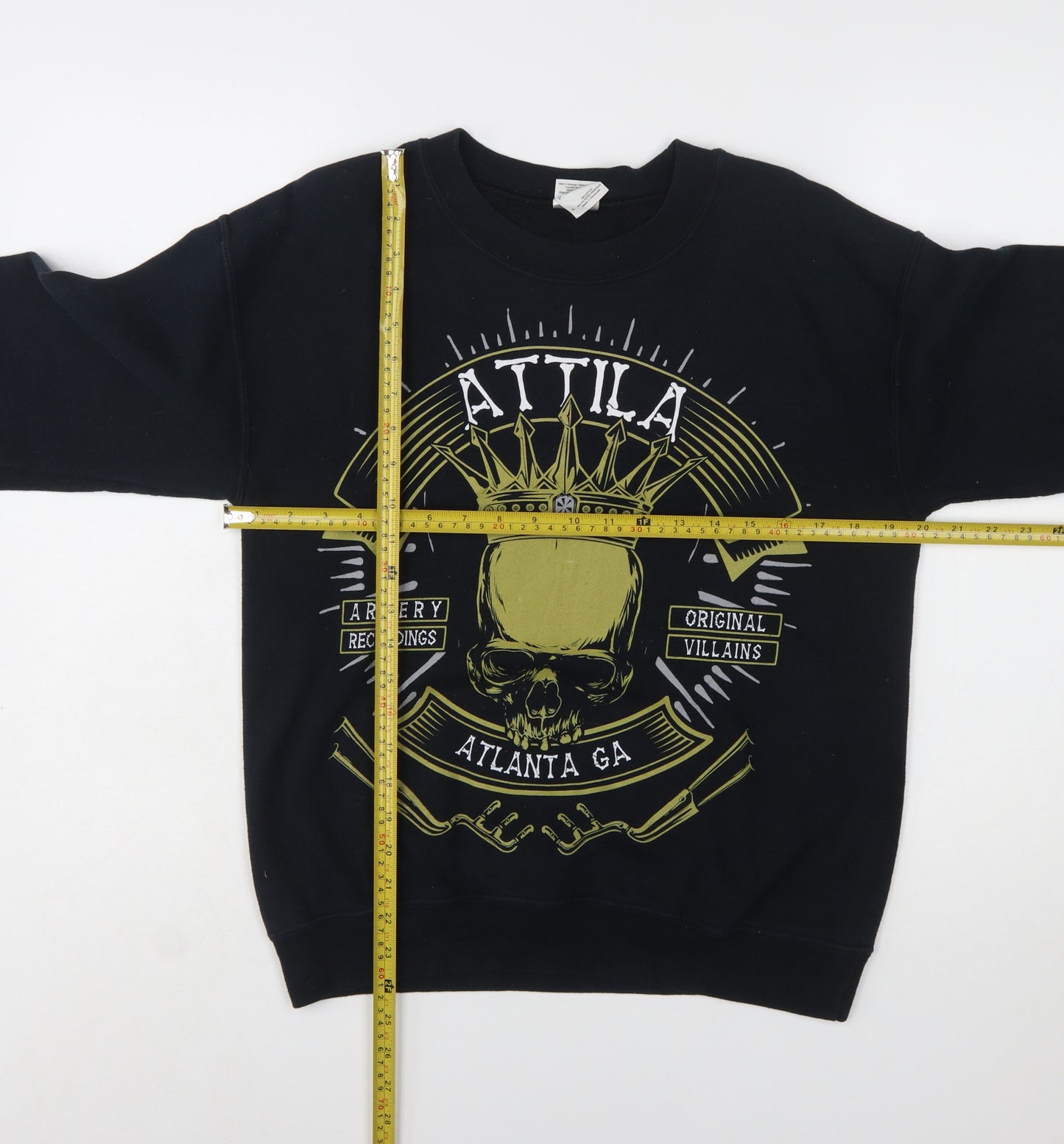 Gildan Women's Black Graphic Pullover Sweatshirt S Skull Print