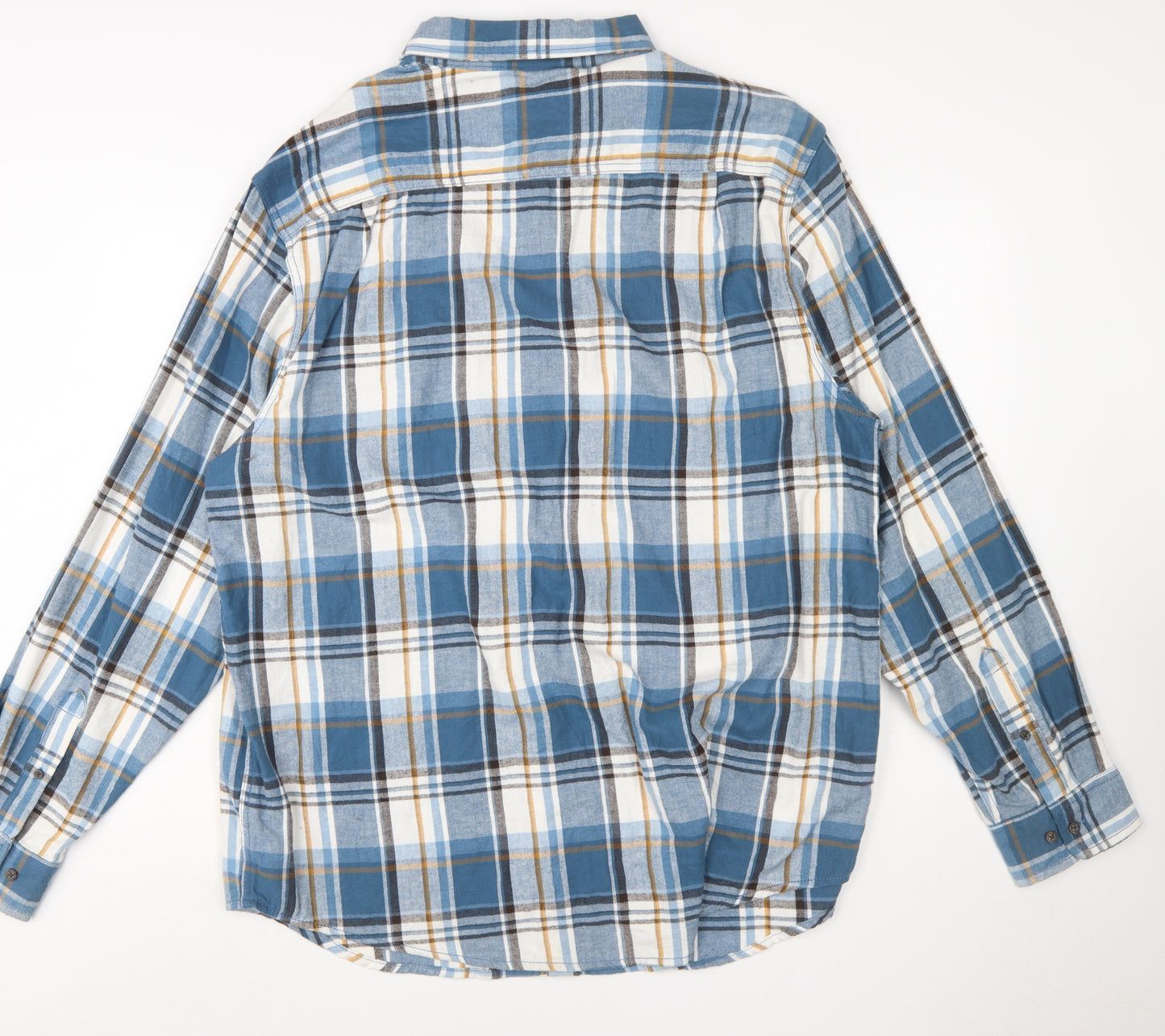 George Men’s Blue Check Flannel Button-Up Shirt 2XL Regular Fit