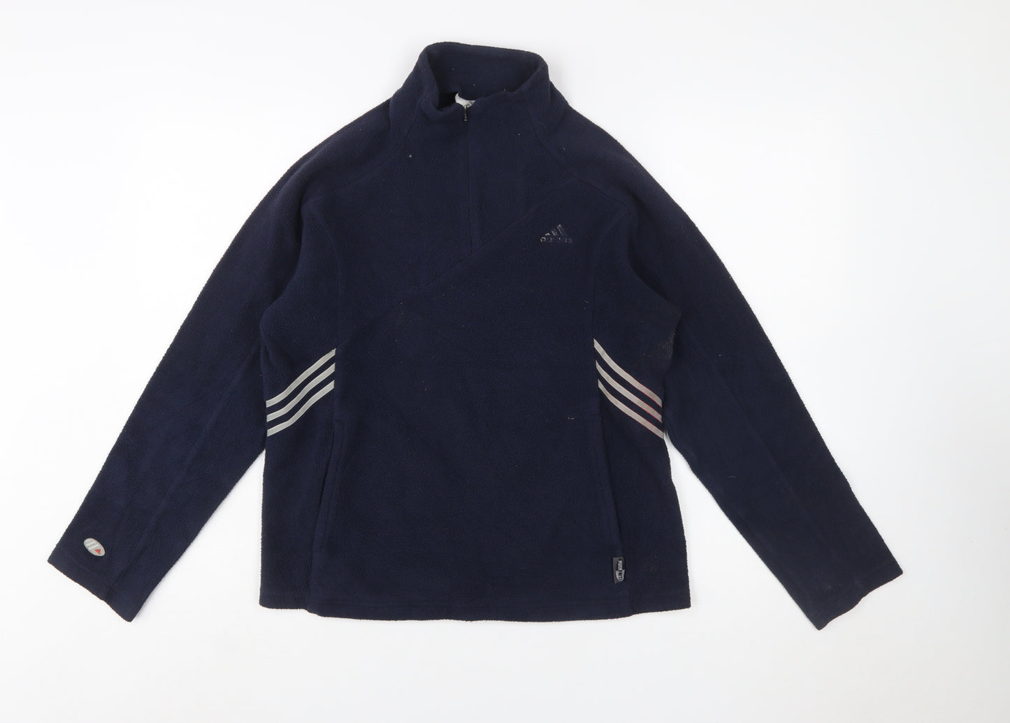Adidas Women's Navy Fleece Pullover Sweatshirt UK 14 with 1/4 Zip