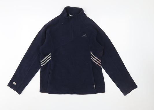 Adidas Women's Navy Fleece Pullover Sweatshirt UK 14 with 1/4 Zip