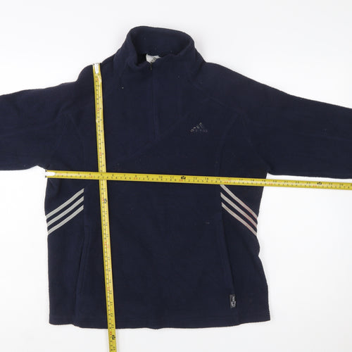 Adidas Women's Navy Fleece Pullover Sweatshirt UK 14 with 1/4 Zip