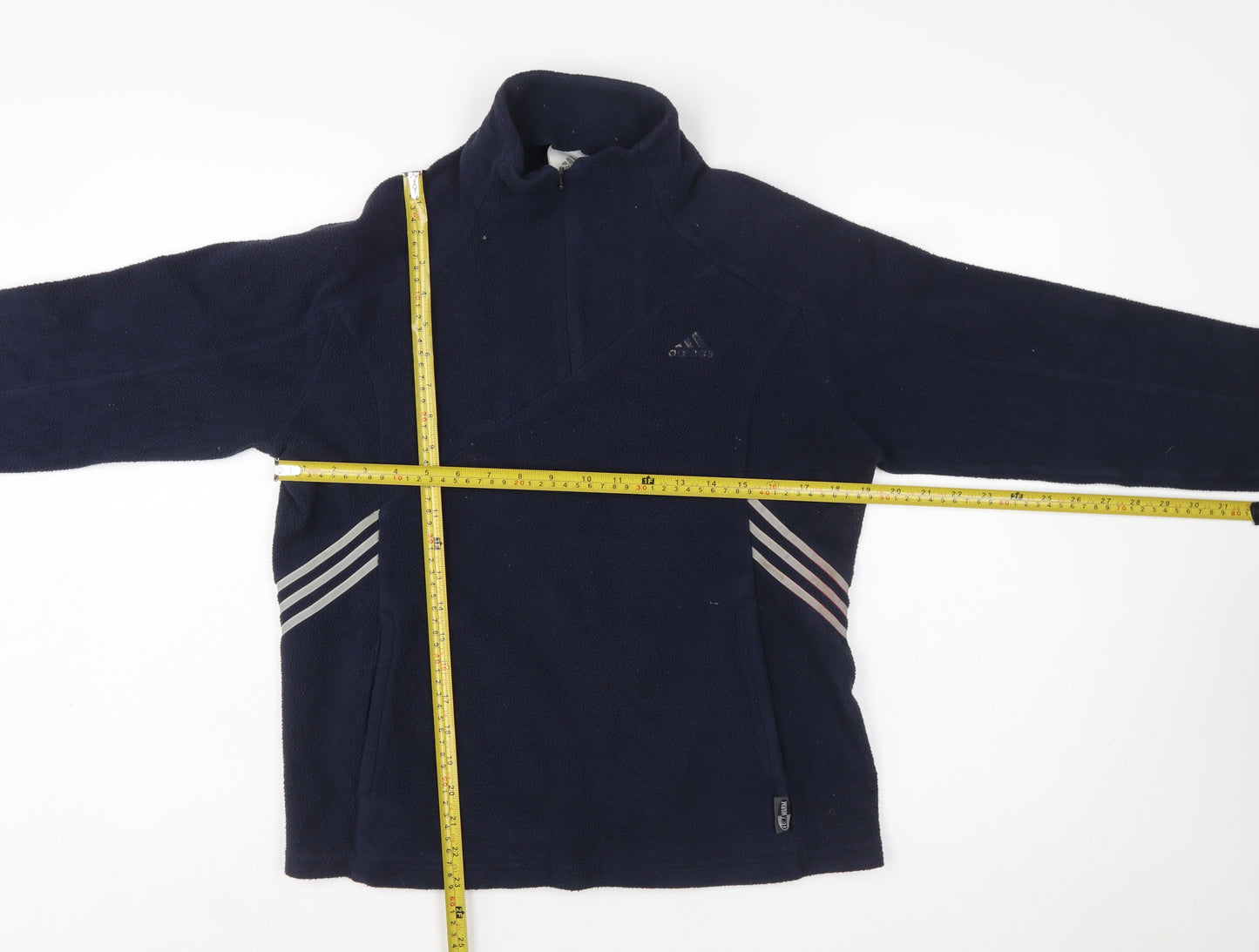 Adidas Women's Navy Fleece Pullover Sweatshirt UK 14 with 1/4 Zip