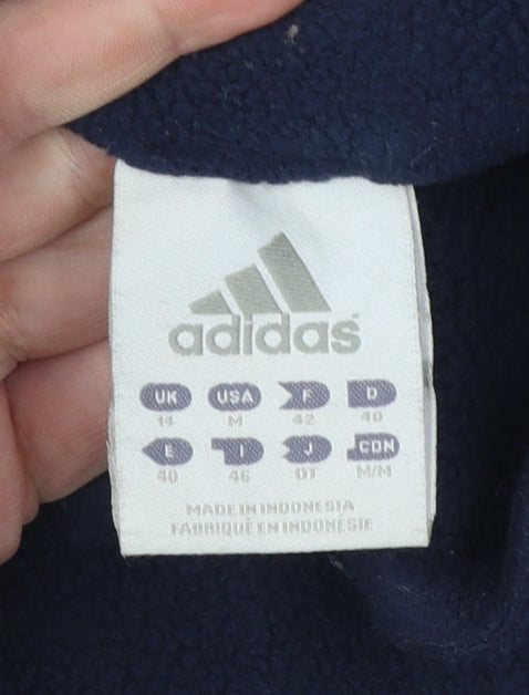 Adidas Women's Navy Fleece Pullover Sweatshirt UK 14 with 1/4 Zip