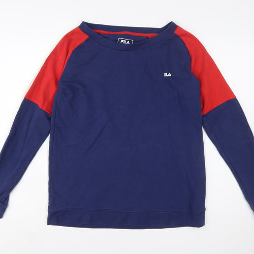 Fila Womens Navy & Red Raglan Sweatshirt Size L Cotton Blend