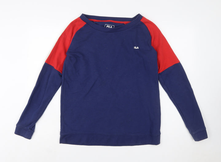 Fila Womens Navy & Red Raglan Sweatshirt Size L Cotton Blend