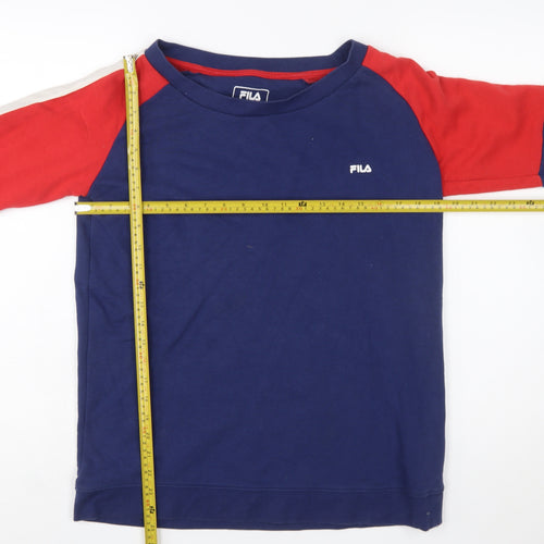 Fila Womens Navy & Red Raglan Sweatshirt Size L Cotton Blend